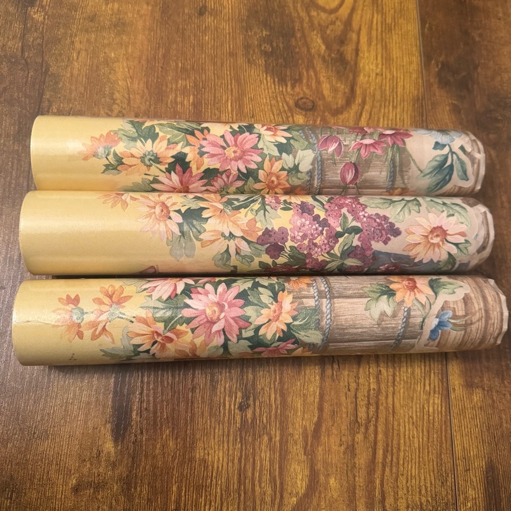Village Farmhouse Floral Basket Country Kitchen‎ Wallpaper Border Lot Of 3